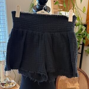 Urban Outfitters Out From Under Black Gauzy Cotton Smocked Waist Shorts